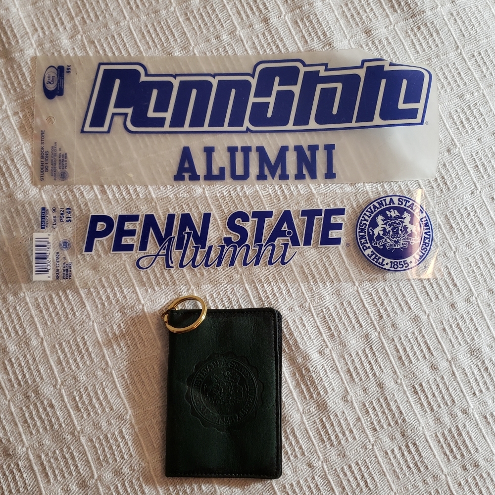 PENN STATE alumni car stickers and ID holder keychain